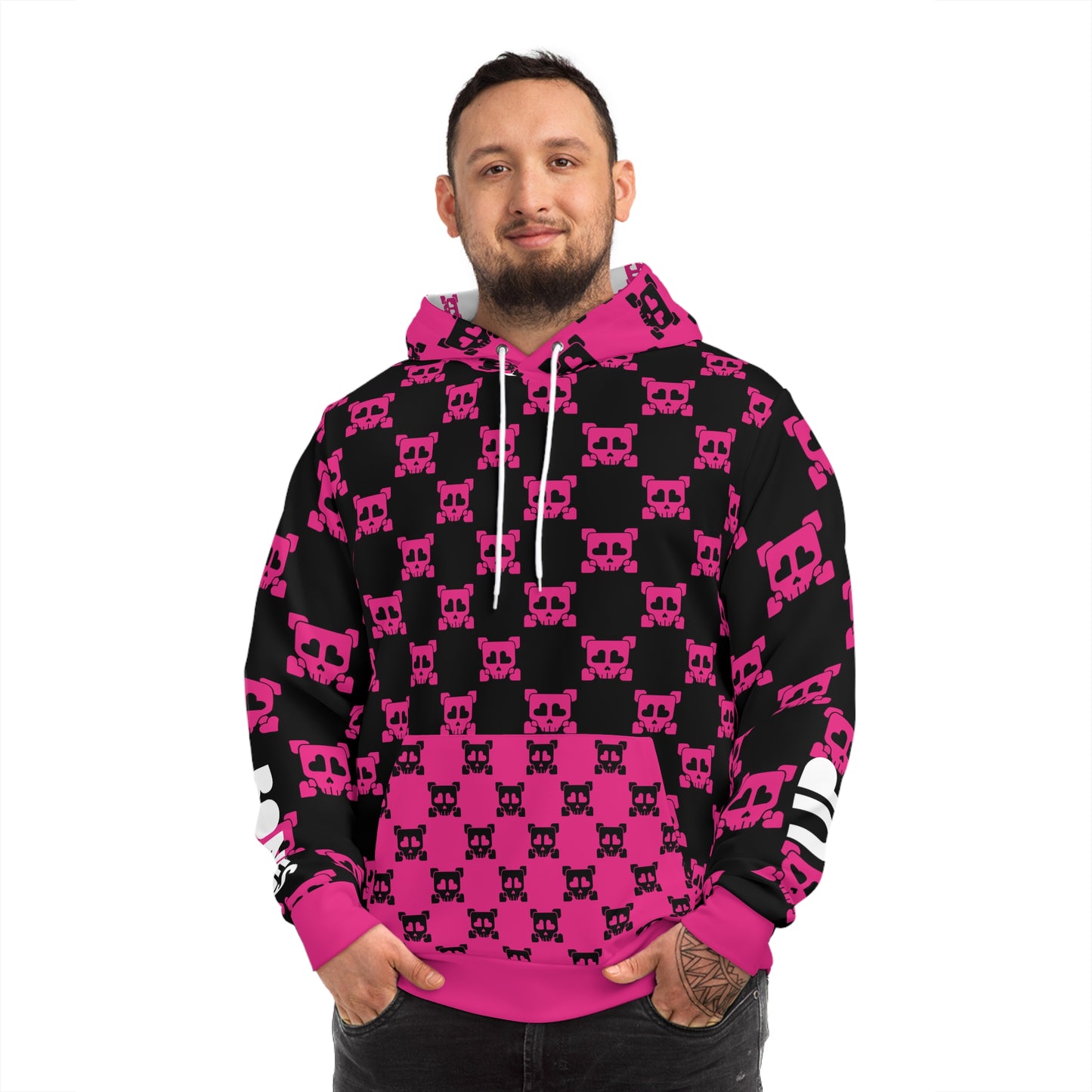 B-Side Bones Up Hoodie - Black and Pink v1
