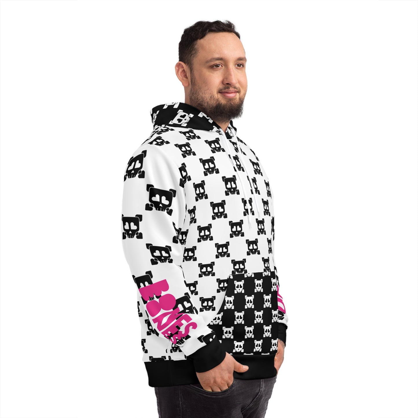 B-Side Bones Up Hoodie - White and Black v1