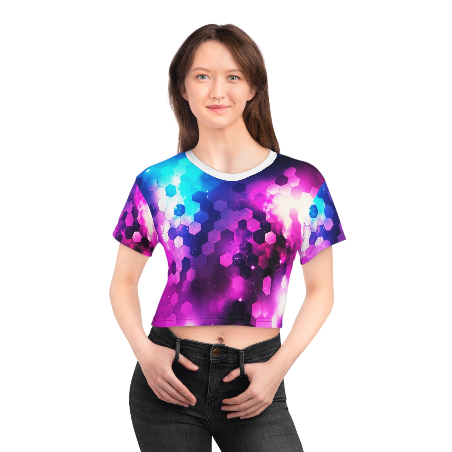 Hexagons in Space Crop Tee v1