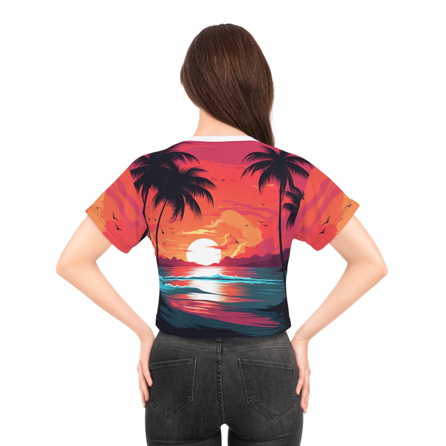 Tropical Sunset Vibes Crop Tee v1