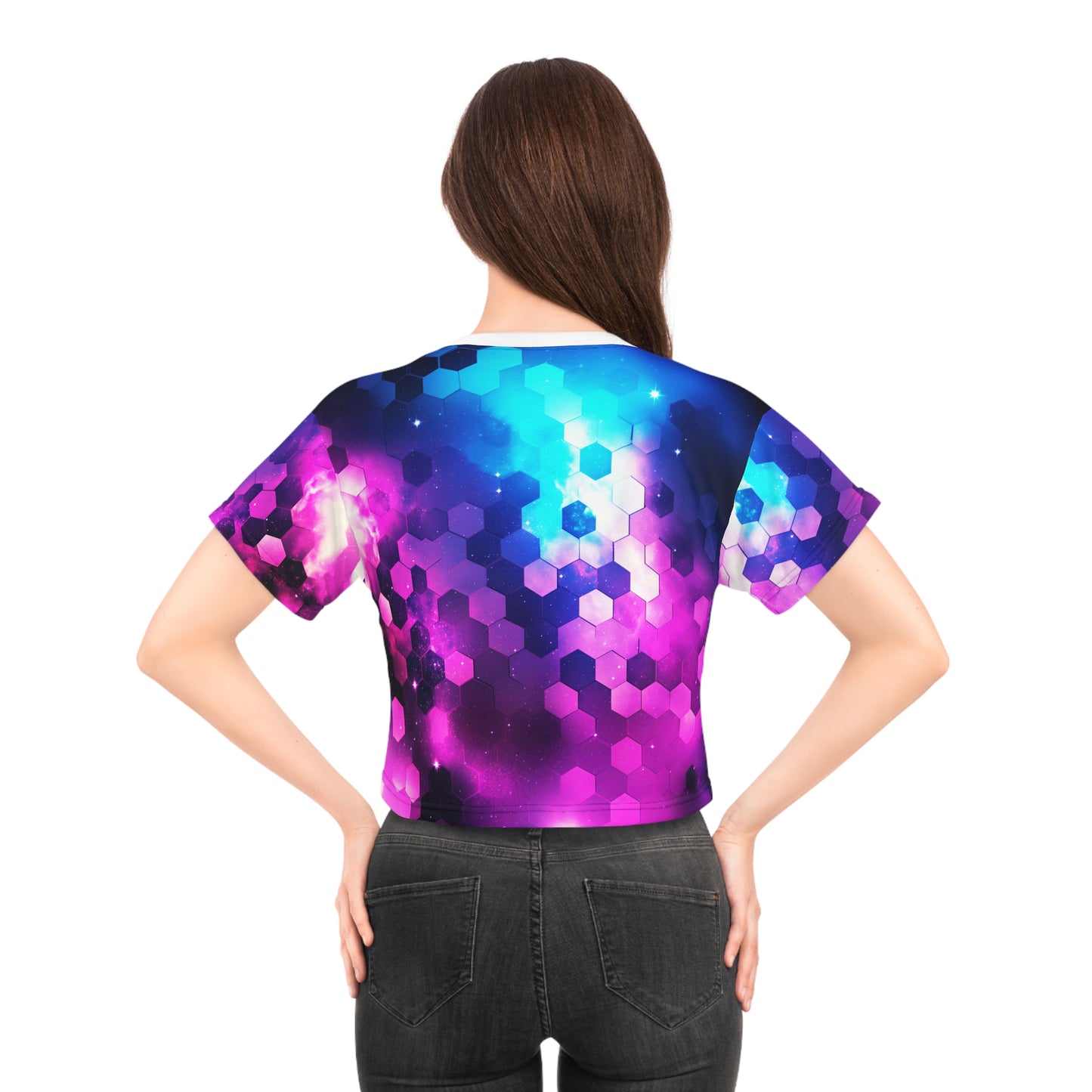 Hexagons in Space Crop Tee v1