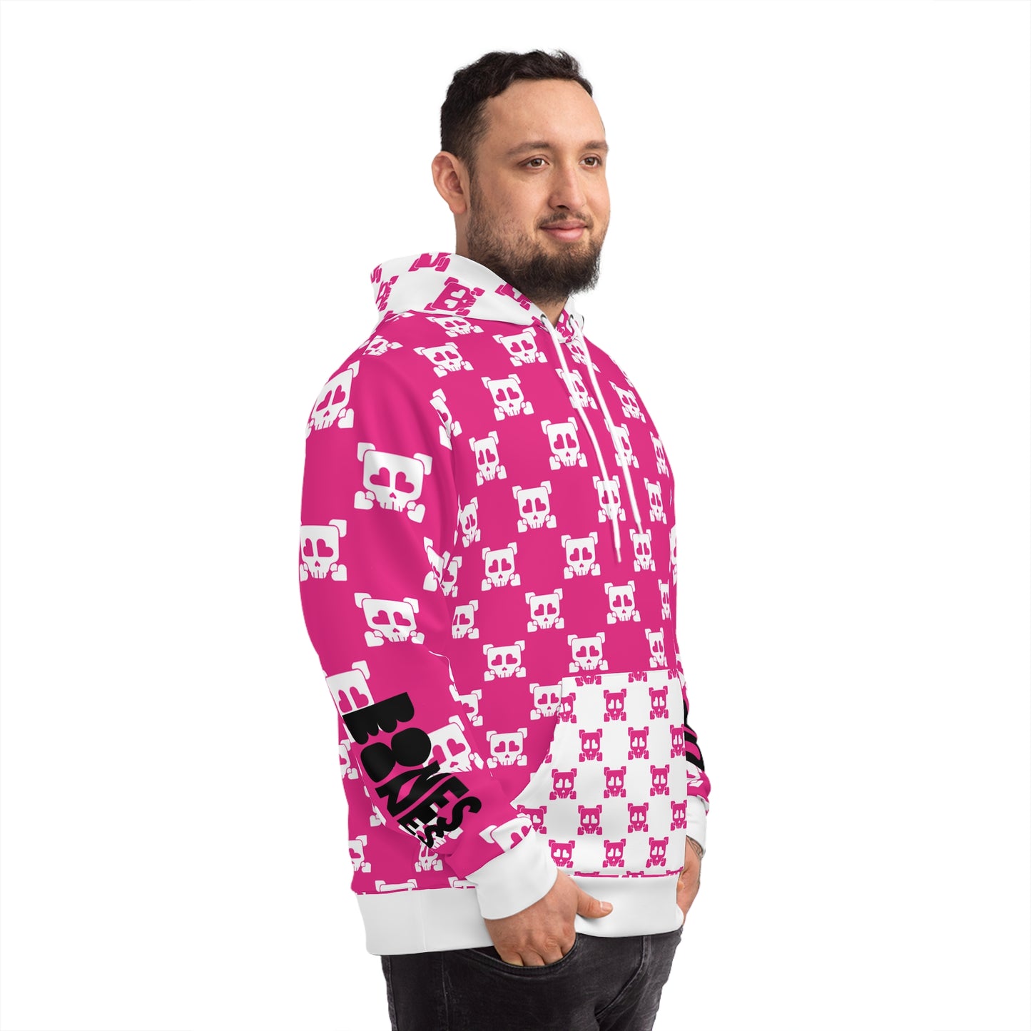 B-Side Bones Up Hoodie - Pink and White v1