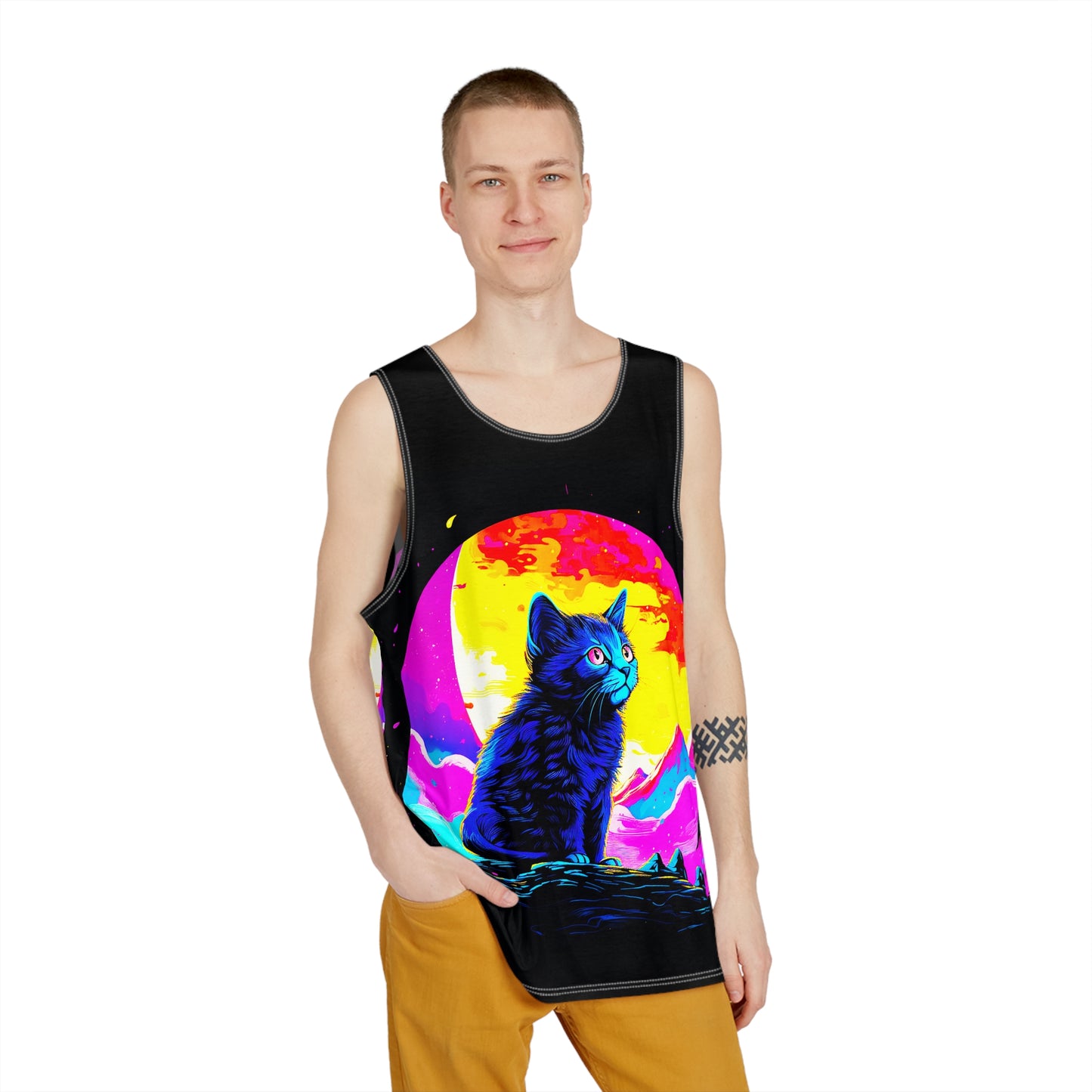 Kitten Exploring The Moon Men's Tank v1