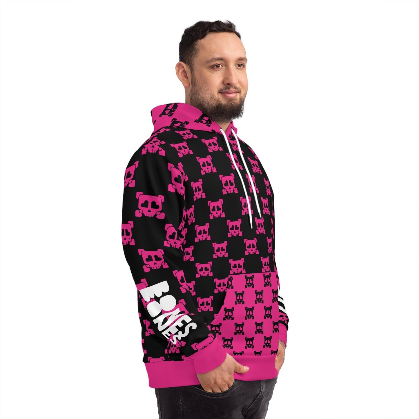 B-Side Bones Up Hoodie - Black and Pink v1