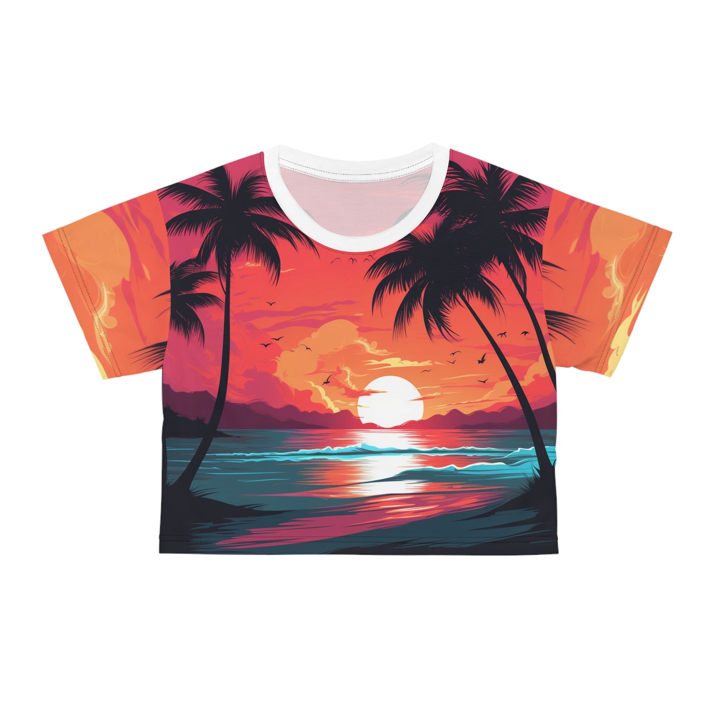 Tropical Sunset Vibes Crop Tee v1
