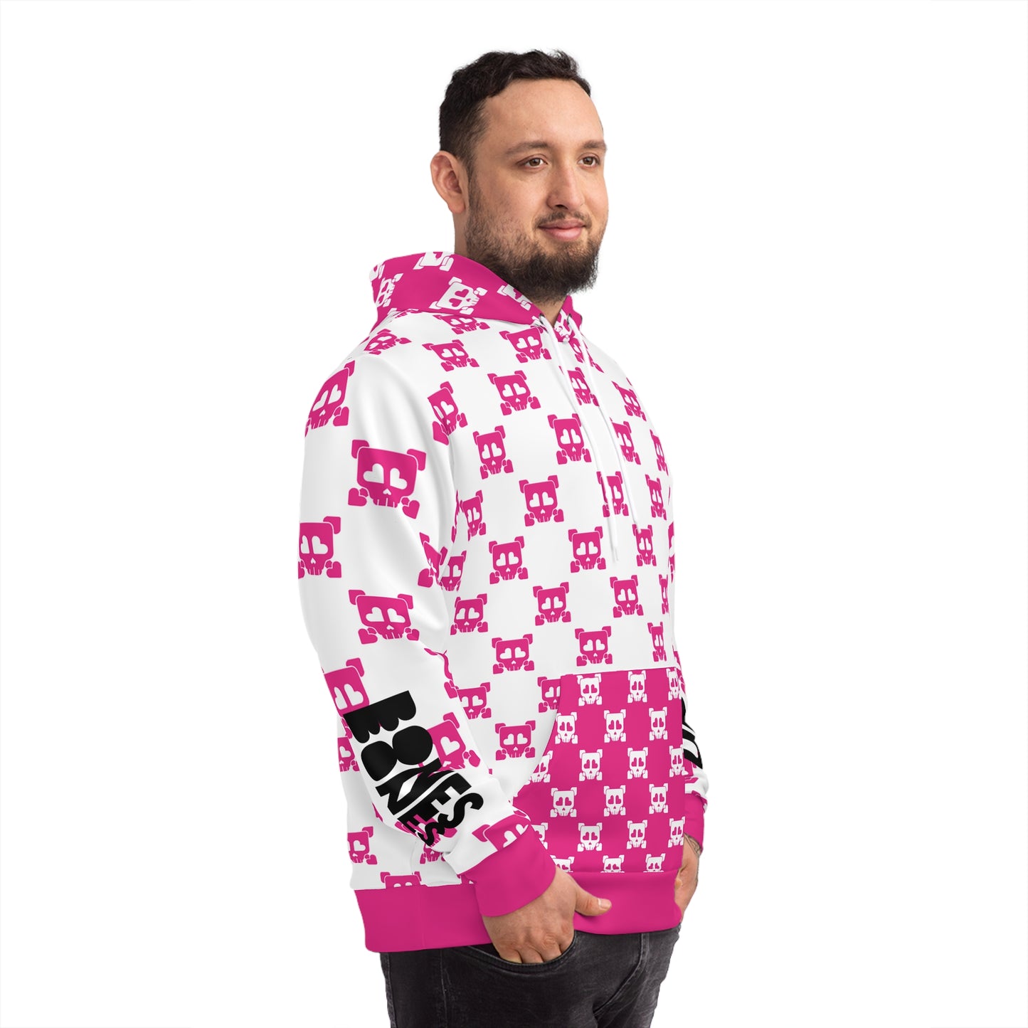 B-Side Bones Up Hoodie - White and Pink v1