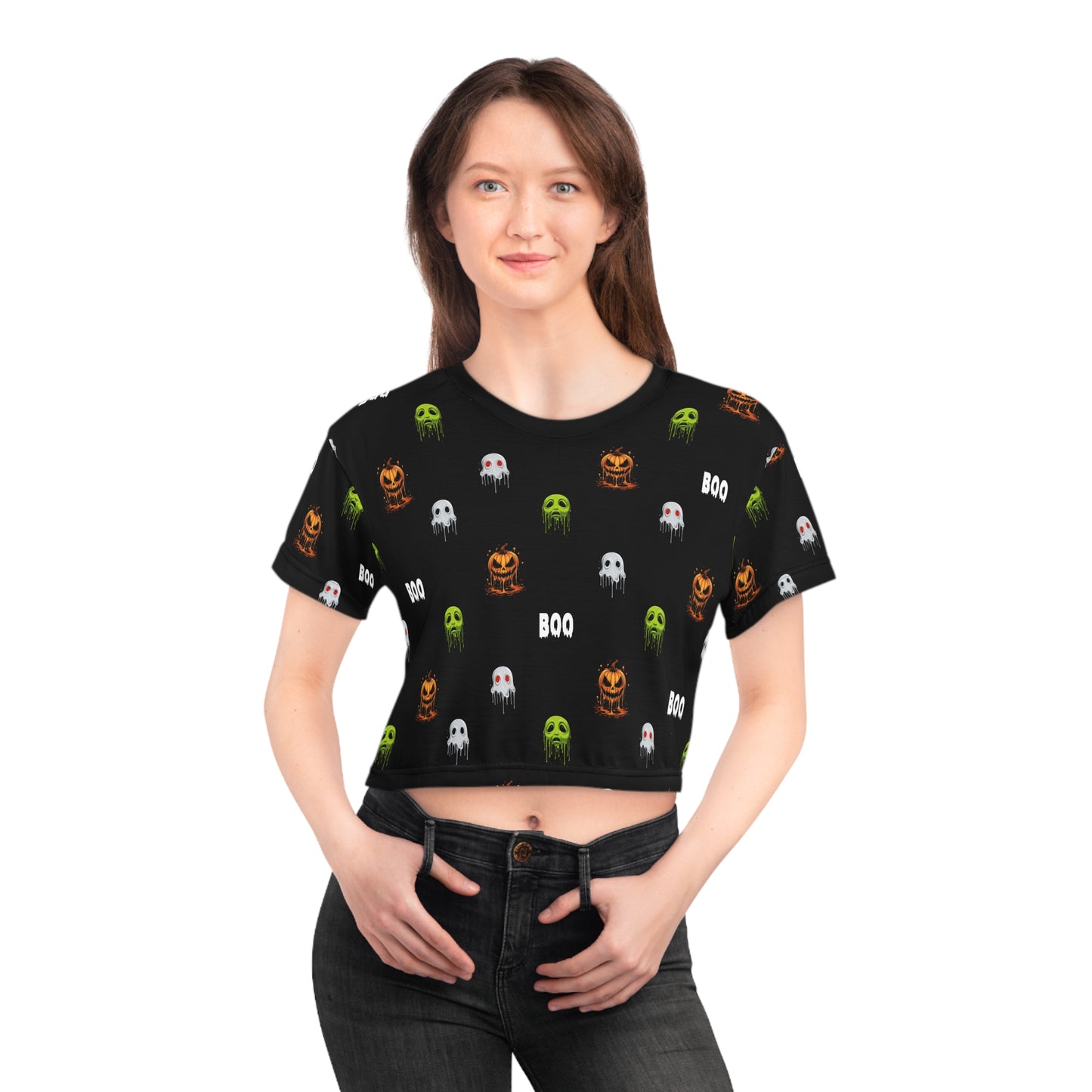 Spooky Halloween Boo Crop Tee v1