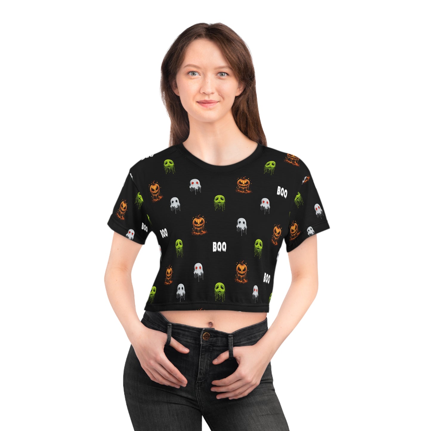 Spooky Halloween Boo Crop Tee v1