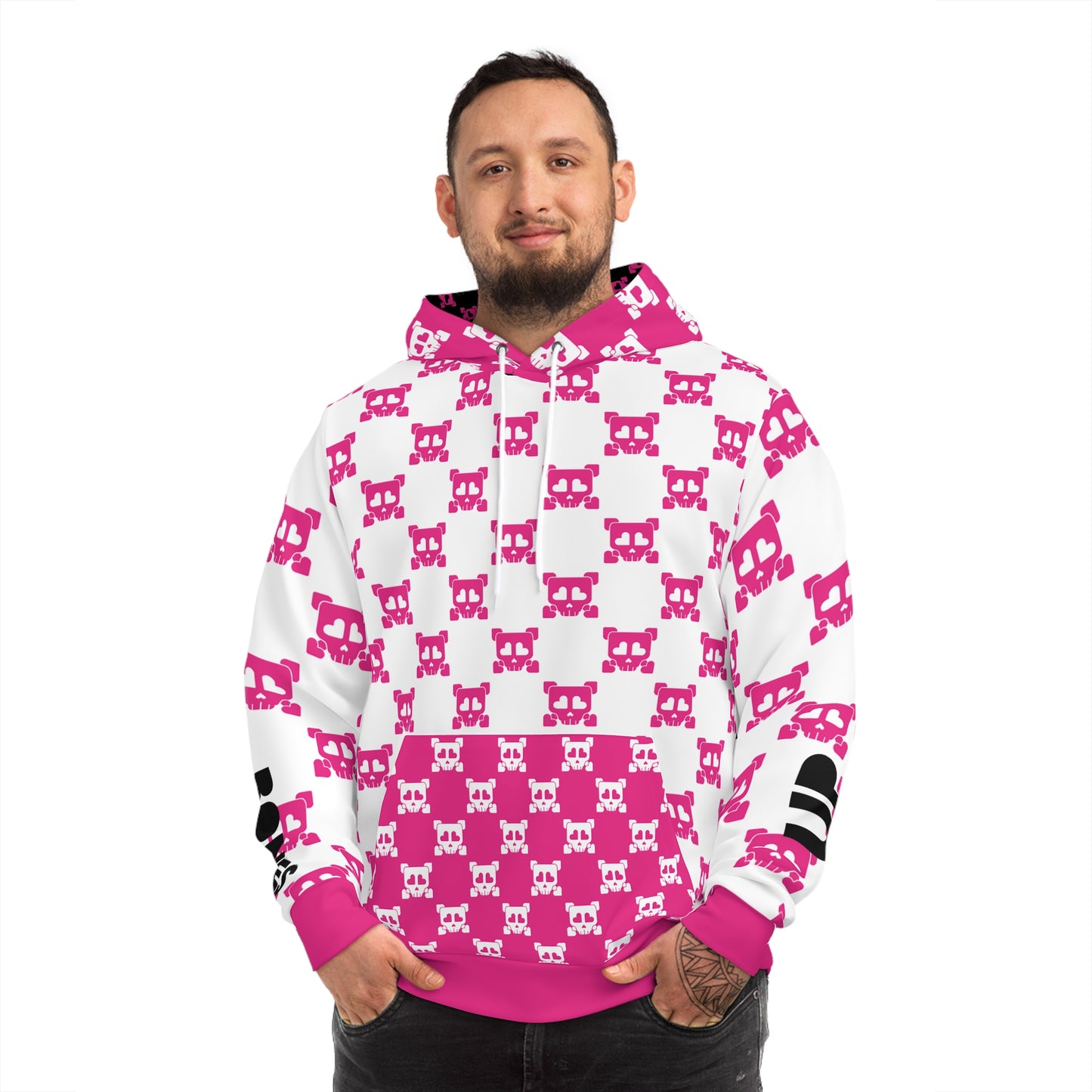 B-Side Bones Up Hoodie - White and Pink v1